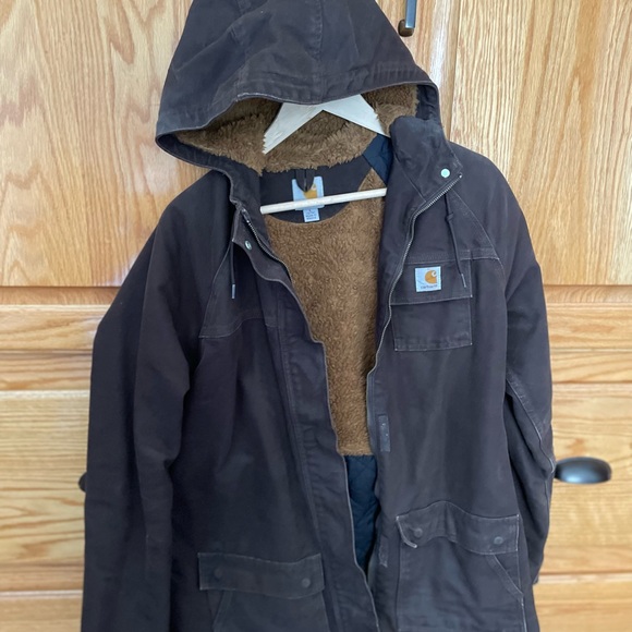 Carhartt Dark Brown Hooded Coat - Picture 1 of 2